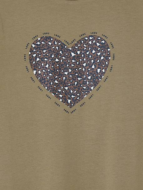 Meisjesshirt met lovertjes ecru+olijf - vertbaudet enfant 