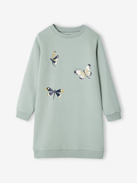 Basics fleece meisjesjurk marineblauw+saliegroen - vertbaudet enfant 