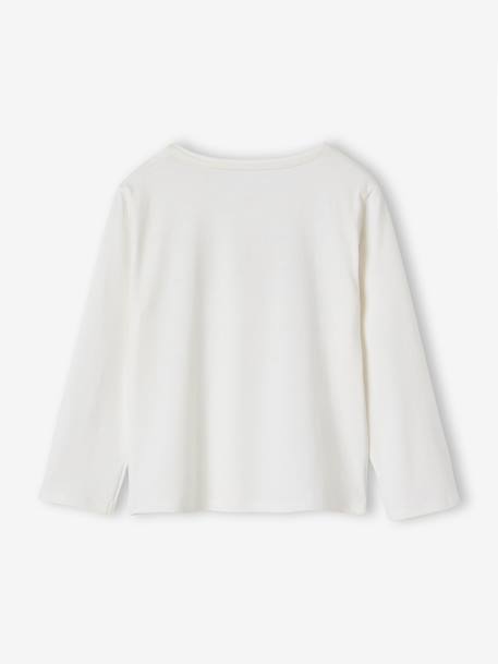 T-shirt BASICS met lange mouwen voor meisjes ecru+lichtroze - vertbaudet enfant 