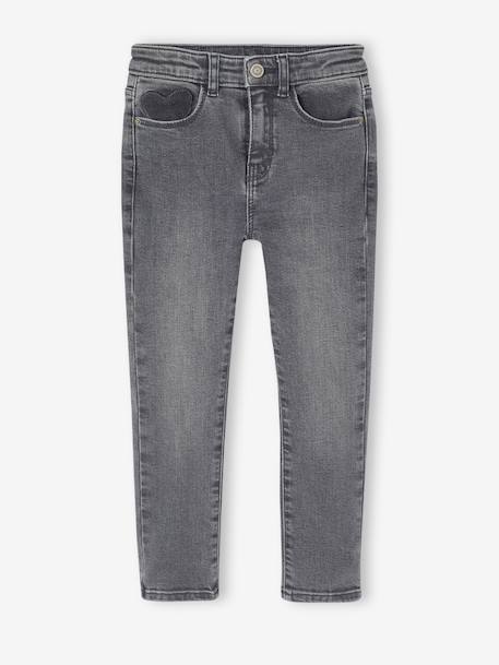 Slim meisjesjeans smal denimgrijs+donkerblauw+gebleekt denim+grijs+middenblauw - vertbaudet enfant 