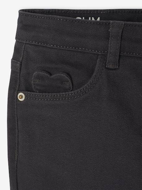 Slim fit medium MorphologiK meisjesbroek antraciet+roze (poederkleur) - vertbaudet enfant 