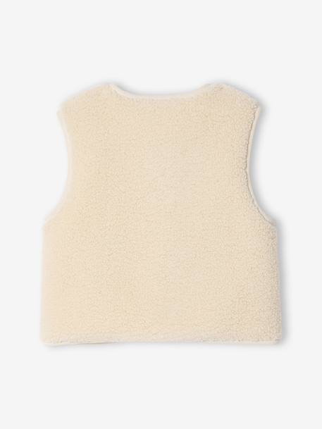 Mouwloos meisjesvest van sherpa pruim+rouge+vanille - vertbaudet enfant 