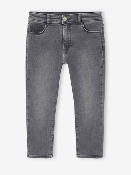 Smalle jeans large meisjes denimgrijs+donkerblauw+gebleekt denim+grijs+middenblauw - vertbaudet enfant 