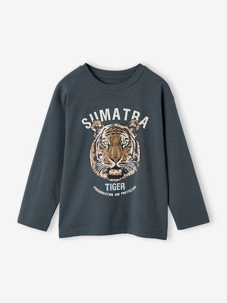 Jongensshirt met grappig dierenmotief dennen+petrolblauw+wit - vertbaudet enfant 
