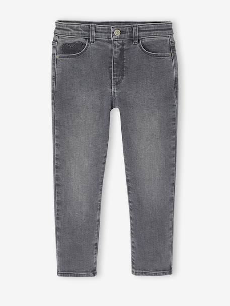 Slim jeans gemiddeld meisjes donkerblauw+gebleekt denim+grijs+middenblauw - vertbaudet enfant 