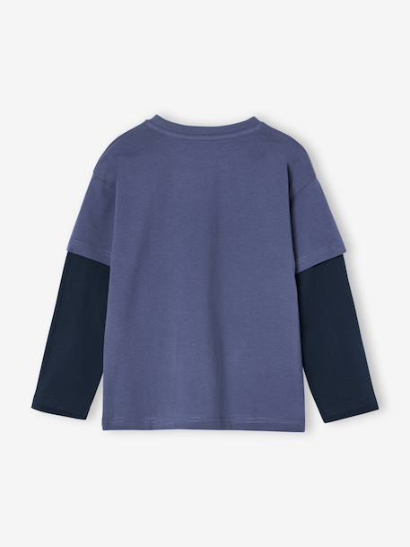 Jongensshirt met dubbele mouwen blauw+gemêleerd wit+kaki+marineblauw+nachtblauw - vertbaudet enfant 