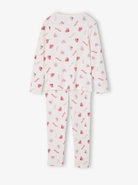 Set van 2 pyjama's in ribstof met hartenprint voor meisjes marineblauw - vertbaudet enfant 