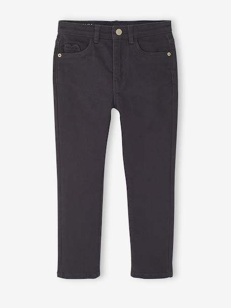 Slim fit medium MorphologiK meisjesbroek antraciet+roze (poederkleur) - vertbaudet enfant 