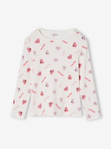 Set van 2 pyjama's in ribstof met hartenprint voor meisjes marineblauw - vertbaudet enfant 