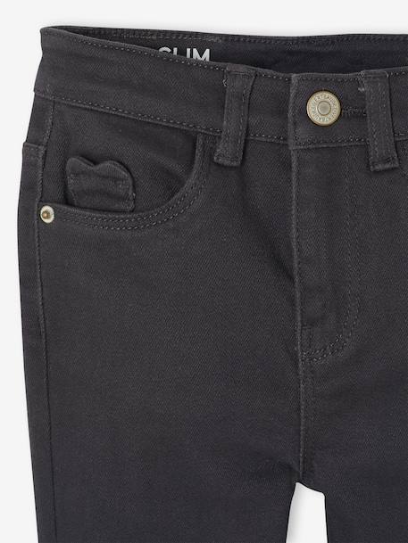 Slim fit wijde meisjesbroek MorphologiK antraciet+roze (poederkleur) - vertbaudet enfant 