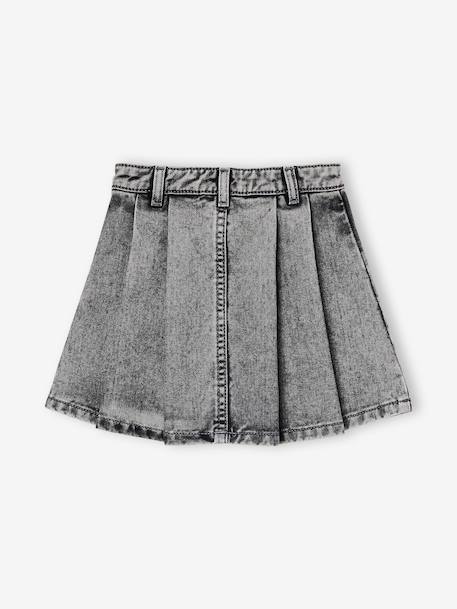 Meisjesplooirok van jeans denimgrijs+stone - vertbaudet enfant 