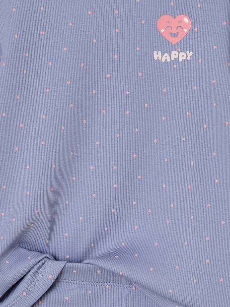 Set van 2 pyjama's in ribstof met hartenprint voor meisjes marineblauw - vertbaudet enfant 