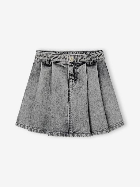 Meisjesplooirok van jeans denimgrijs+stone - vertbaudet enfant 