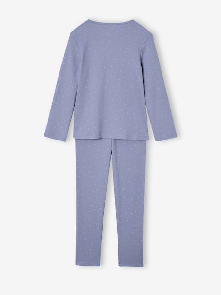 Set van 2 pyjama's in ribstof met hartenprint voor meisjes marineblauw - vertbaudet enfant 