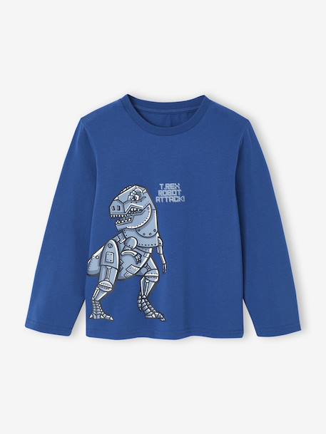 Flanellen jongenspyjama met print Dinosaurus marineblauw - vertbaudet enfant 