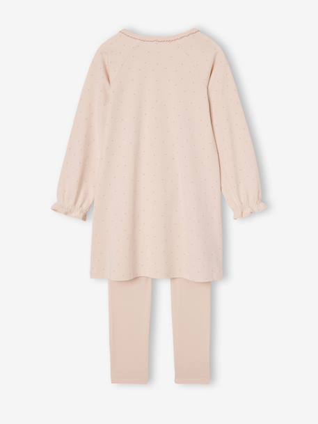 Set van 2 nachtjurk + legging voor meisjes Bloemen lichtroze - vertbaudet enfant 