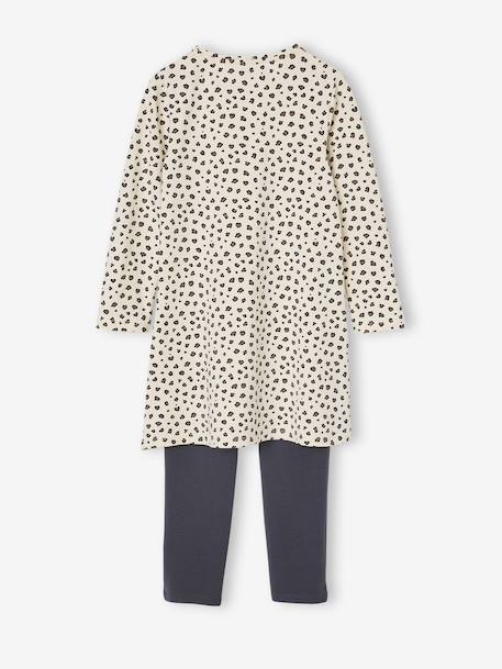 Set van 2 nachtjurk + legging met luipaardprint voor meisjes ecru - vertbaudet enfant 