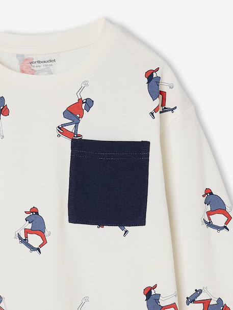T-shirt met lange mouwen met jongensprint HAPPY LA wit, bedrukt - vertbaudet enfant 