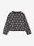 T-shirt crop top voor meisjes met lange mouwen antraciet+ecru - vertbaudet enfant 