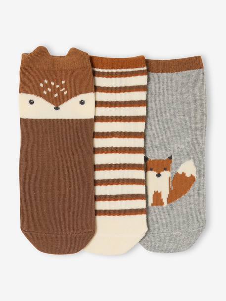 Set van 3 paar sokken « renard » baby jongen terracotta - vertbaudet enfant 