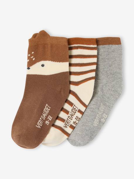 Set van 3 paar sokken « renard » baby jongen terracotta - vertbaudet enfant 