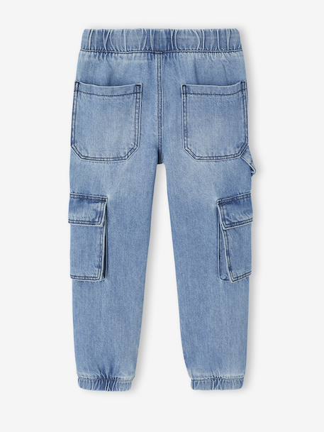 Losse battlebroek van denim voor jongens double stone - vertbaudet enfant 