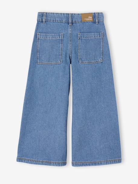 Wijde jeans met plooien voor meisjes denimgrijs+middenblauw - vertbaudet enfant 