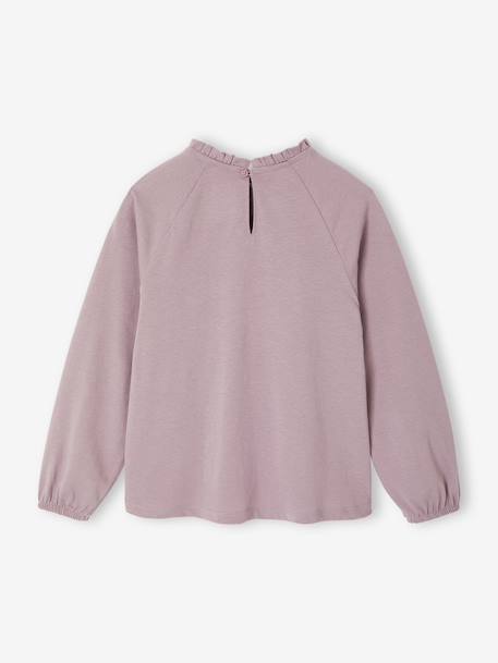 Shirt van Engels borduurwerk voor meisjes bleekblauw+donkergroen+ecru+marineblauw+zachtpaars - vertbaudet enfant 