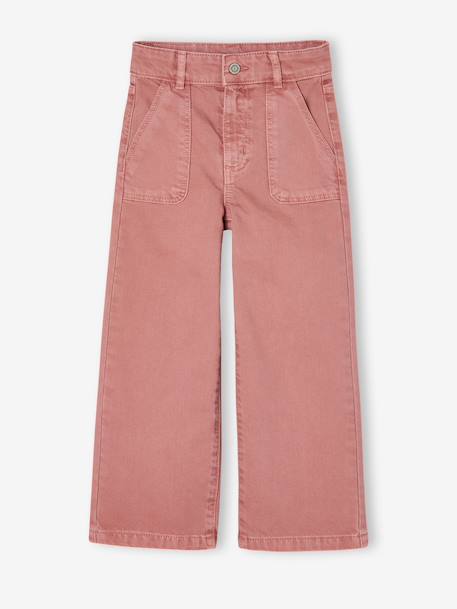 Wijde broek voor meisjes small Morpho groengrijs+kaki+koraal+oudroze - vertbaudet enfant 