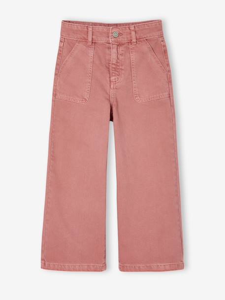 Wijd uitlopende broek voor meisjes medium Morpho groengrijs+kaki+koraal+oudroze - vertbaudet enfant 
