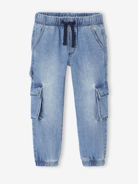 Losse battlebroek van denim voor jongens double stone - vertbaudet enfant 