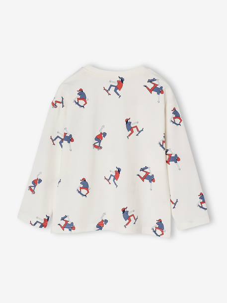T-shirt met lange mouwen met jongensprint HAPPY LA wit, bedrukt - vertbaudet enfant 