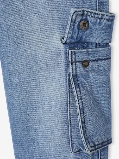 Losse battlebroek van denim voor jongens double stone - vertbaudet enfant 