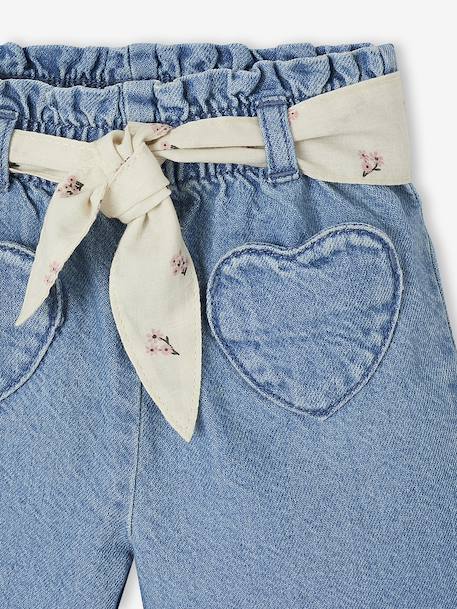 Wijde babyjeans met knoopriem ongewassen denim+stone - vertbaudet enfant 