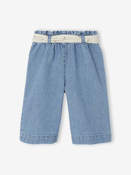 Wijde babyjeans met knoopriem ongewassen denim+stone - vertbaudet enfant 
