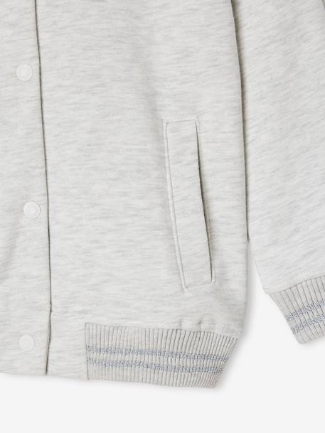 Sweater in bomberlook voor meisjes van fleece beige+gemêleerd grijs+marineblauw - vertbaudet enfant 