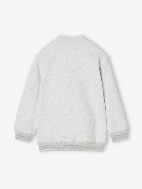 Sweater in bomberlook voor meisjes van fleece beige+gemêleerd grijs+marineblauw - vertbaudet enfant 