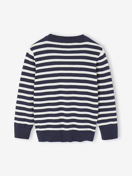 Basic trui met ronde hals en lange mouwen voor jongens blauw, gestreept+marineblauw - vertbaudet enfant 