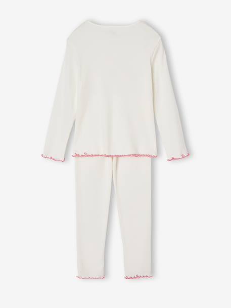 Meisjespyjama van geribd jersey Best Sister ecru - vertbaudet enfant 