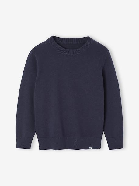 Basic trui met ronde hals en lange mouwen voor jongens blauw, gestreept+marineblauw - vertbaudet enfant 
