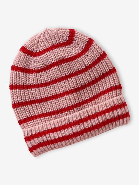 Gestreept set voor meisjes muts + snood + wanten/handschoenen rouge - vertbaudet enfant 