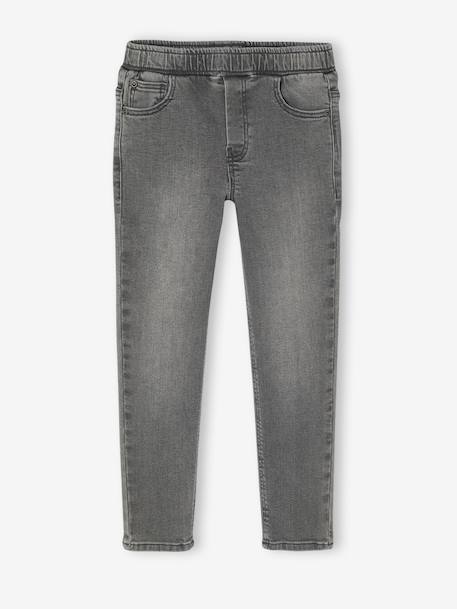 Set van 2 slim-fit jeans met elastische en verstelbare taille denimgrijs+double stone+stone - vertbaudet enfant 