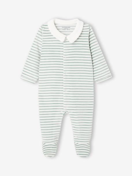 Personaliseerbaar babyslaappakje voor pasgeborenen in fluweel / velours ecru - vertbaudet enfant 