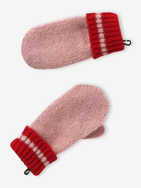 Gestreept set voor meisjes muts + snood + wanten/handschoenen rouge - vertbaudet enfant 