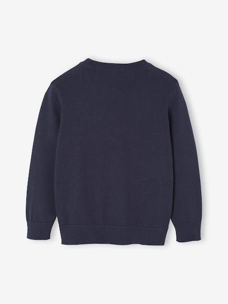 Basic trui met ronde hals en lange mouwen voor jongens blauw, gestreept+marineblauw - vertbaudet enfant 