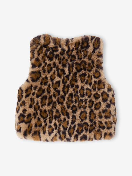 Bodywarmer van imitatiebont meisje bruin, bedrukt+ivoor - vertbaudet enfant 