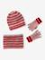 Gestreept set voor meisjes muts + snood + wanten/handschoenen rouge - vertbaudet enfant 