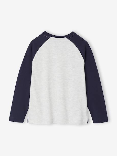 T-shirt met contrasterende lange mouwen voor jongens gemêleerd wit - vertbaudet enfant 