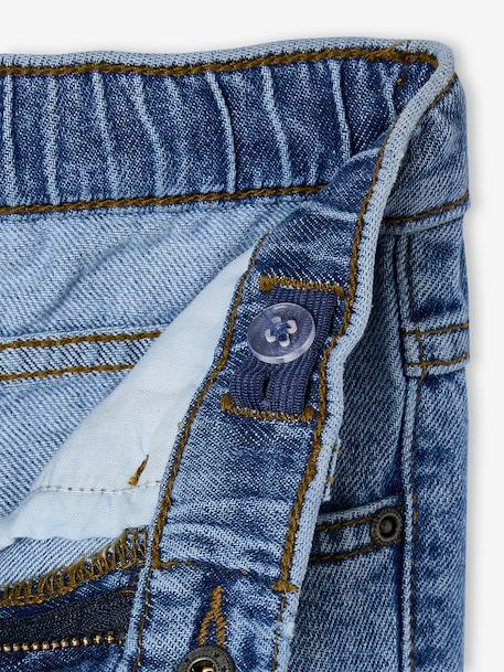Elastische en verstelbare jeans met wijde pijpen ongewassen denim+stone - vertbaudet enfant 