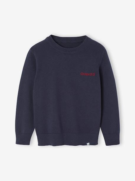 Basic trui met ronde hals en lange mouwen voor jongens blauw, gestreept+marineblauw - vertbaudet enfant 